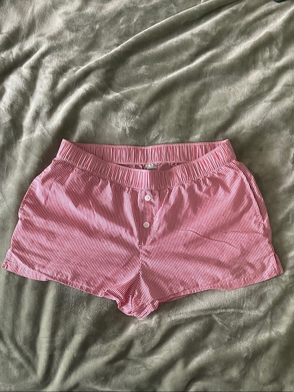 No Boundaries Pink and White Striped Cotton Sleep Shorts